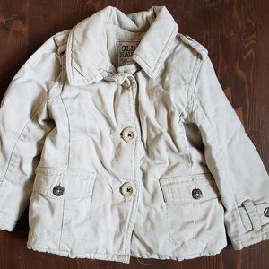 2/$20 Toddler Girl Old Navy pea coat Jacket 2T, tan fleece lined Spring Fall
